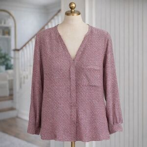 Joie Venicia 100% Silk Geometric Square Blouse in Navy Red Medium